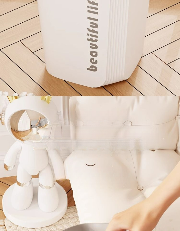 Cestino per la spazzatura quadrato color-block nordico per uso domestico, grande capacità, senza coperchio, con anello di pressione, per camera da letto, bagno e cucina_voghion.com