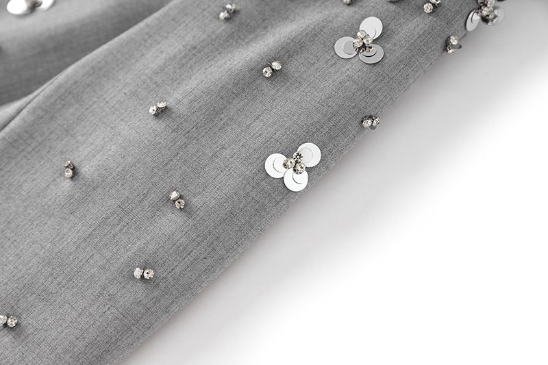 Conjunto chique de blazer e saia com strass – terno brilhante de duas peças para mulheres, do escritório à noite_voghion.com