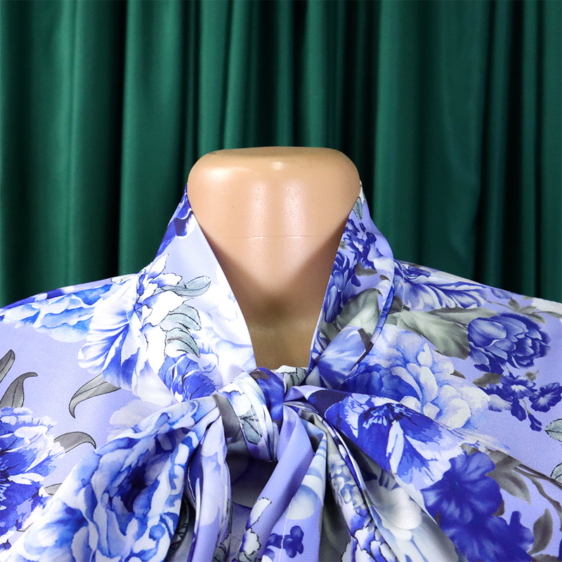 Dameskleding Mode Bedrukt Strappy Shirt met Lange Mouwen Rok Lange Rok Tweedelige Set_voghion.com