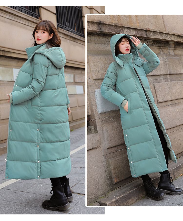 Casaco Puffer Slim-Fit Longline – Parka Coreana de Inverno com Capuz (Branco/Cáqui/Verde/Preto, M-XXXL)_voghion.com