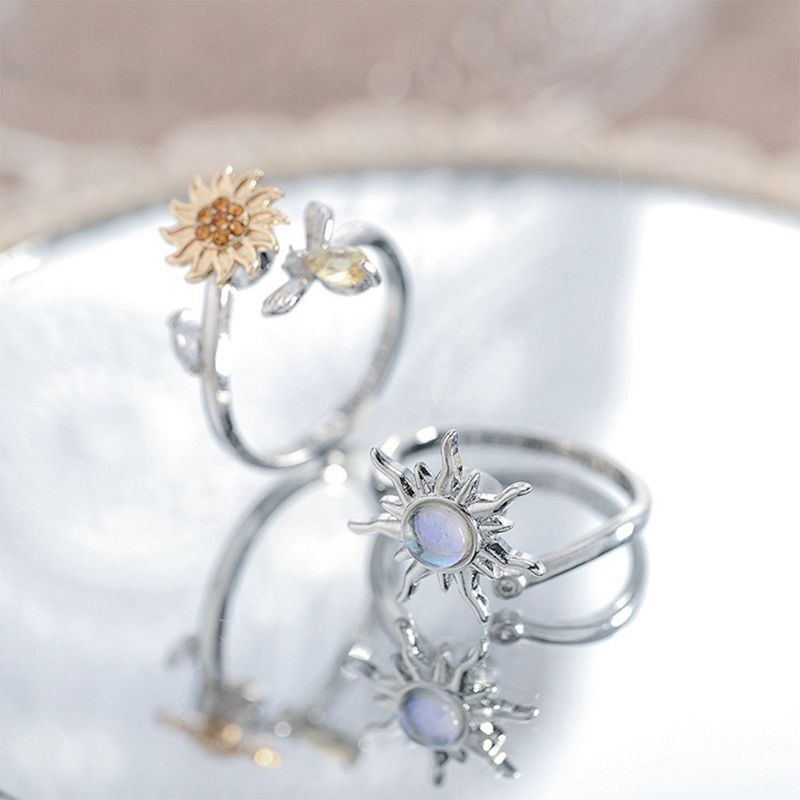 Bereit Lager Blume Biene Fidget Spinner Ring Angst Anillo Antiestres Ringe Edelstahl Ringen ustables Anneaux Penicien Bague_voghion.com