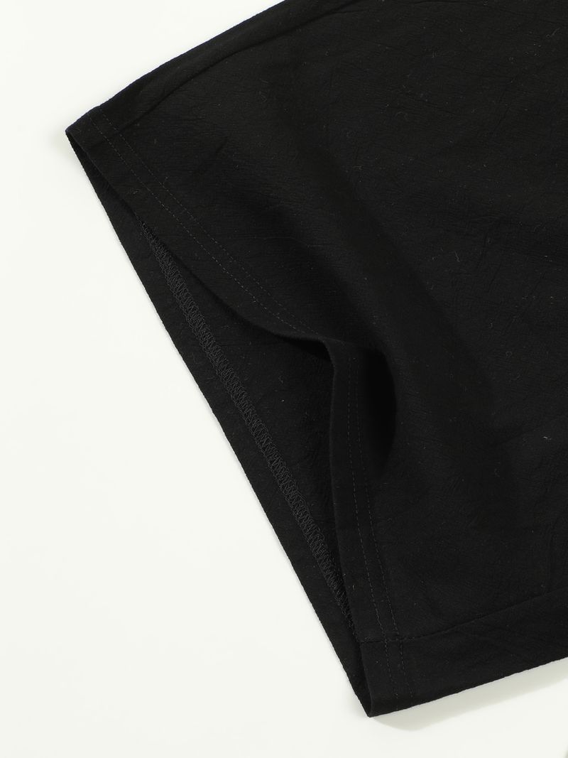 Pantaloncini estivi da uomo in cotone e lino, casual americani, larghi e dritti, con bottoni_voghion.com