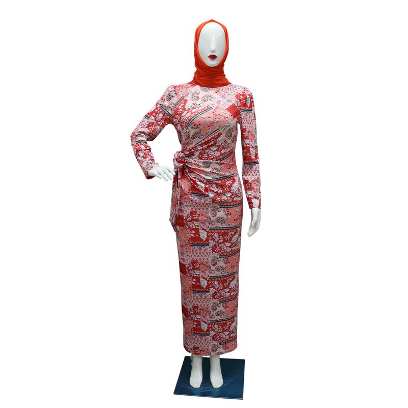 Women's Muslim Robe New Fashion Printed Dress With Headscarf_voghion.com