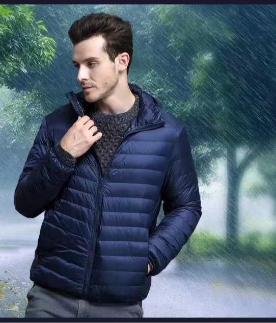 Giacca termica da uomo con cappuccio, collo alto, imbottita in cotone leggero e vestibilità slim_voghion.com