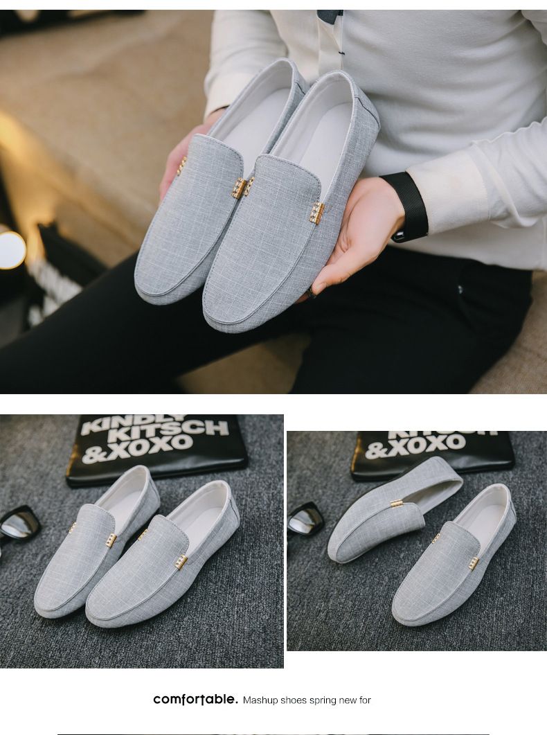 Chaussures d'été en tissu pour homme, chaussures décontractées, style coréen, tendance, en toile, pointure 45_voghion.com