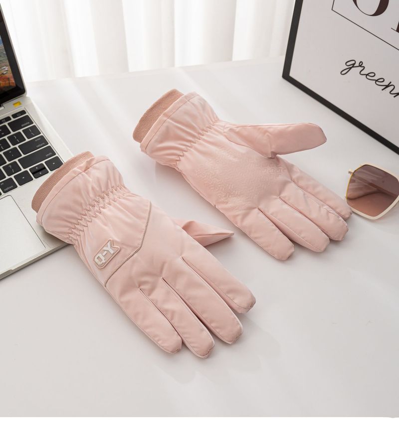 Luvas de ciclismo de lã grossa feminina com tela sensível ao toque e luvas de algodão quentes e impermeáveis para andar de bicicleta elétrica no inverno_voghion.com