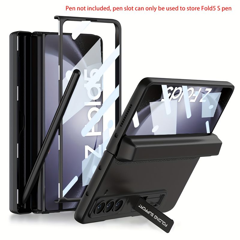 For Z Fold5 Frosted Skin-Feeling Case Film Pen Case Hinge Stand Phone Case Galaxy Z Fold 5 All-Inclusive Drop-Resistant Matte Drop_voghion.com