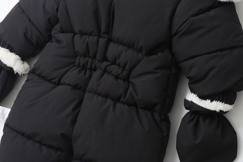 Pelele de invierno premium con capucha para bebé Mother & Kids: mono grueso acolchado de algodón para bebés y niños pequeños (66-90 cm), unisex, manga larga, con cremallera_voghion.com