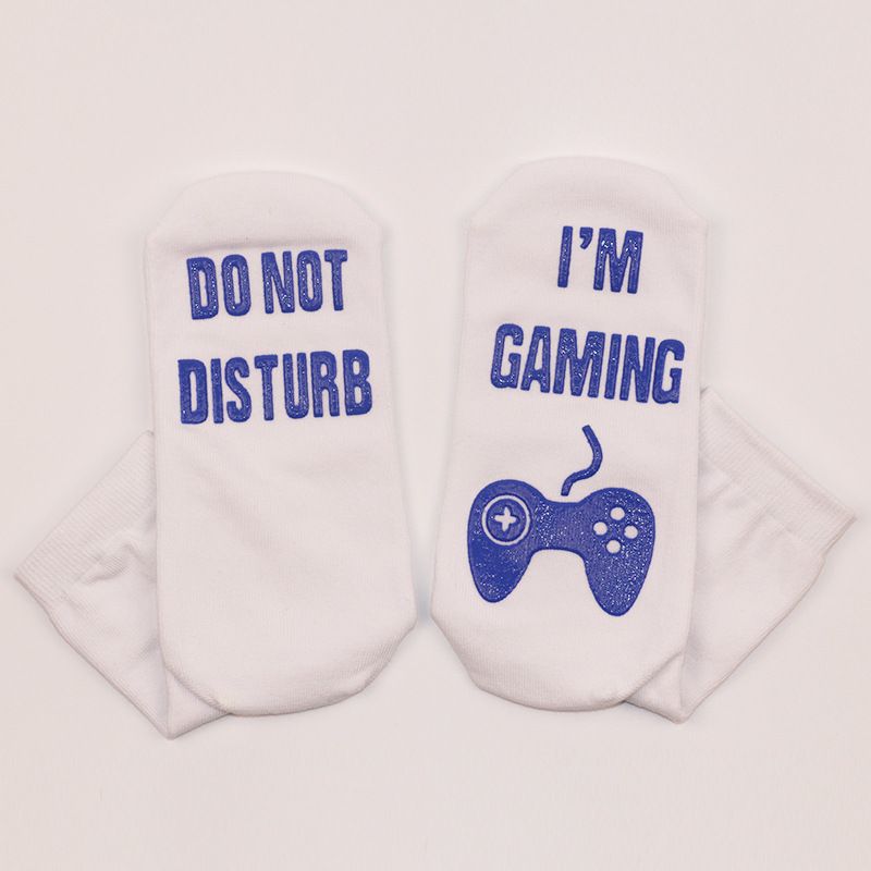 Mid-tube socks soles letter non-slip glue creative casual sports socks game socks_voghion.com