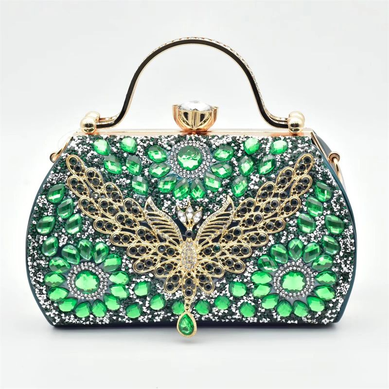 Borsa a mano con strass Borsa a tracolla con tracolla incastonata con diamanti, design di nicchia, borsa da cena di alta qualità_voghion.com