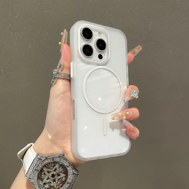 Custodia trasparente per iPhone 16, 11, 12, 13, 14, 15, 11Pro Max Plus, antiurto, con ricarica wireless, semplice e trasparente._voghion.com