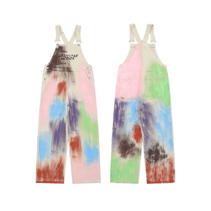 Men's Clothing Men's Loose Straight Leg Broadleg Suspender Jumpsuit_voghion.com