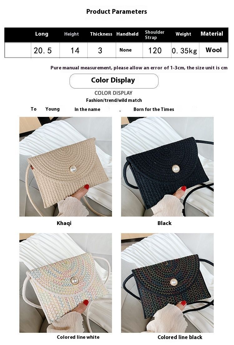 Spiaggia per le donne nel 2024, nuova estate Instagram tendenza erba famosa internet semplice borsa intrecciata in rattan, monospalla_voghion.com