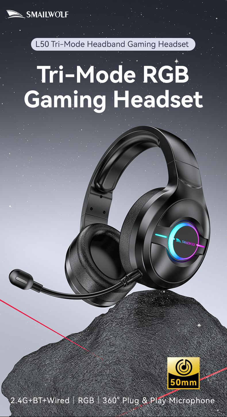 Smailwolf L50 Bluetooth Wireless Headphones Head-mounted E-sports Gaming Computer/mobile/ipad With Microphone_voghion.com