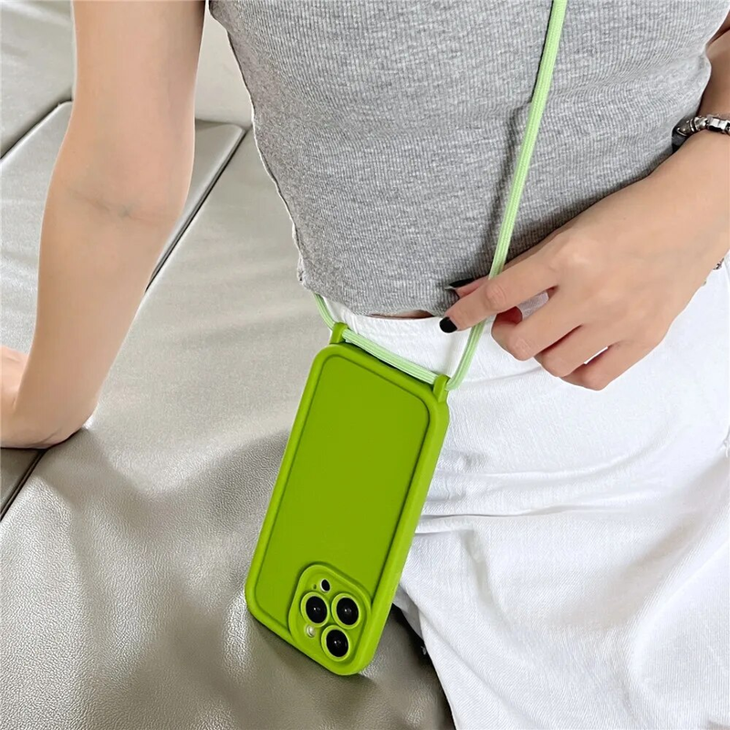 Crossbody Necklace Cord Lanyard Silicone Soft Case For iPhone 15 14 Pro Max 13 12 11 XS XR 7 8 Plus SE Cover_voghion.com
