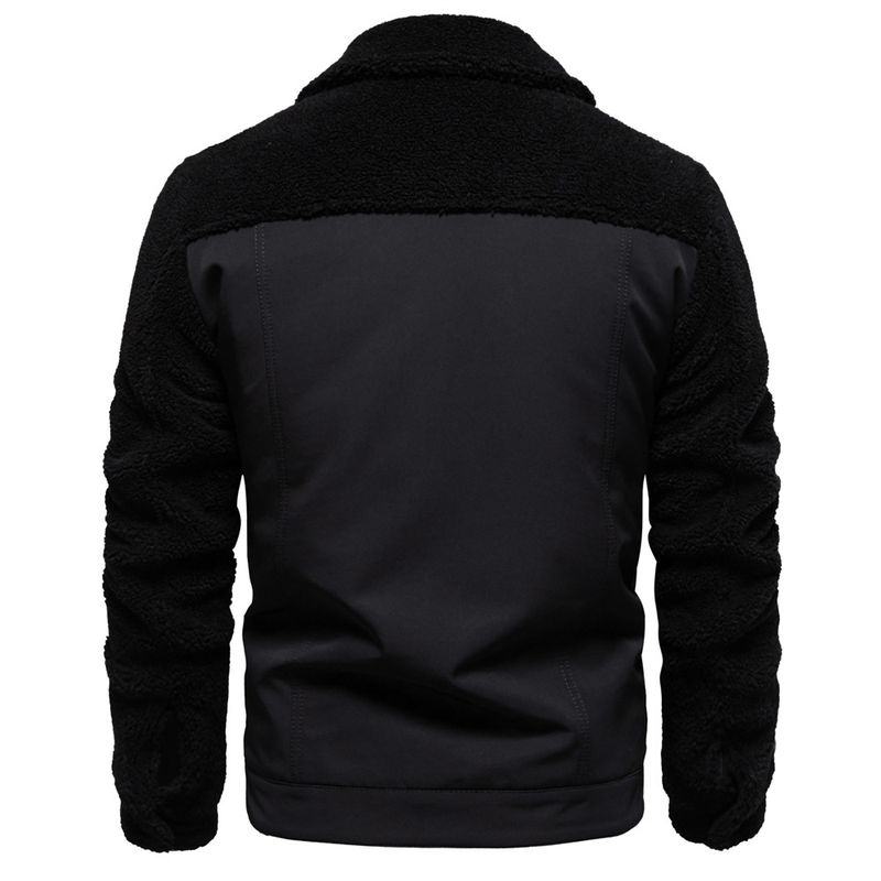 "Herren Patchwork Lammwolljacke – Herbst- & Wintermantel in europäischer Größe mit lässigem Cross-Border-Style (Schwarz/Khaki/Grün/Dunkelblau, S-XXL)"_voghion.com