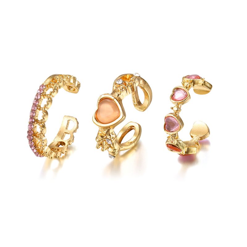 Um conjunto de anéis abertos femininos com zircônio, 3 peças_voghion.com