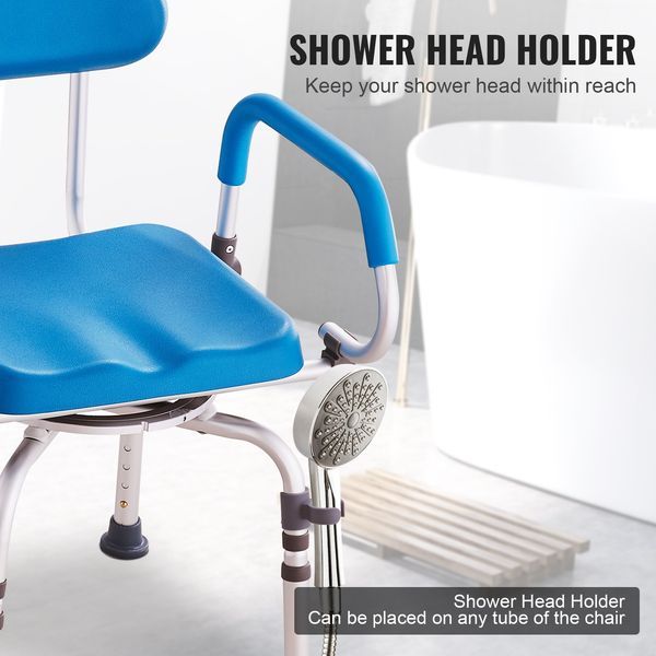 Swivel Shower Chair 360 Degree, Adjustable Shower Seat With Pivoting Arms & Padded Bath Seat For Inside Shower Or Tub, Non-Slip Rotating Bathtu_voghion.com