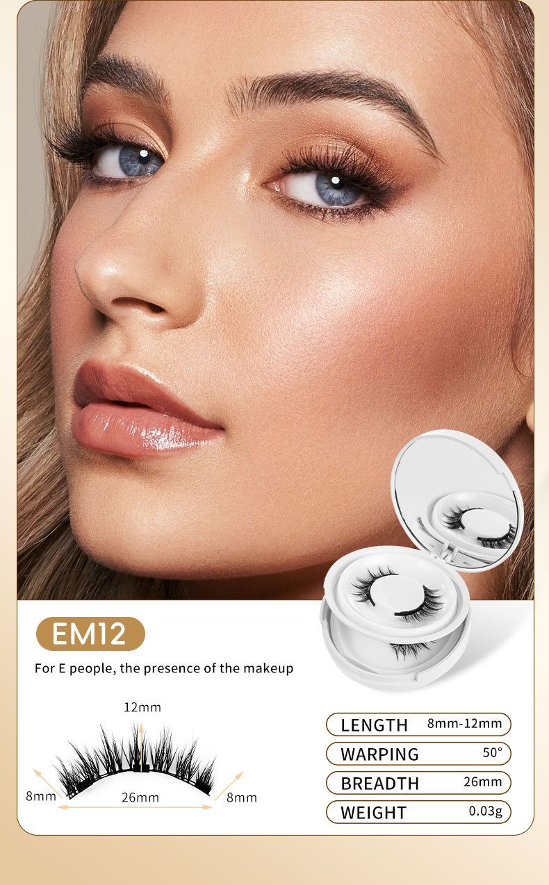 Conjunto de 2 pares de cílios postiços magnéticos - sem cola, aparência nude natural com pelo de vison (estilo celebridade da internet, reutilizável)_voghion.com