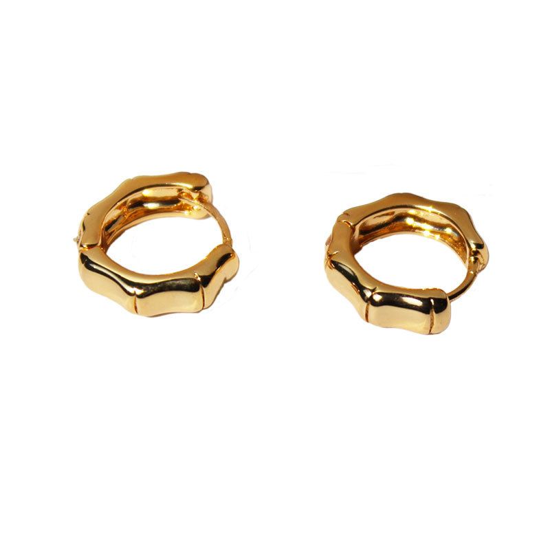 Orecchini a cerchio piccoli con nodo di bambù placcati in oro e rame, stile minimalista, per donna, 99-1_voghion.com
