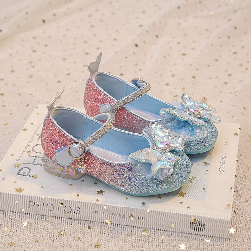 2026 Mädchen Prinzessin Kleine High Heels Leder Bogen Weichen Boden Mode Leistung 2025 Frühling Und Herbst Kristall S_voghion.com