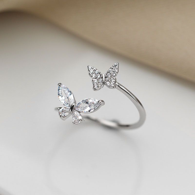 Camellia met klein nisontwerp voor vrouwen, Koreaanse nieuwe vlinder, lichte luxe, verstelbaar ontwerp, open wijsvingerring_voghion.com