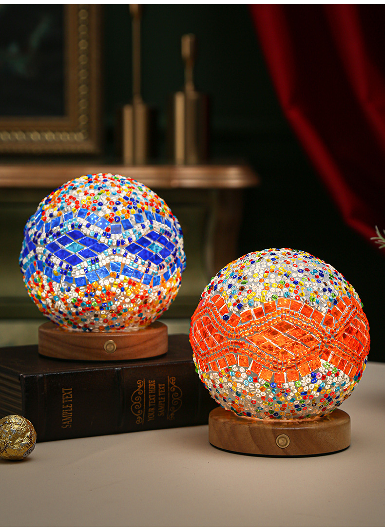 LED créative baroque veilleuse romantique et libre Style bohème créatif charge lampe de Table décorative en verre lumière_voghion.com