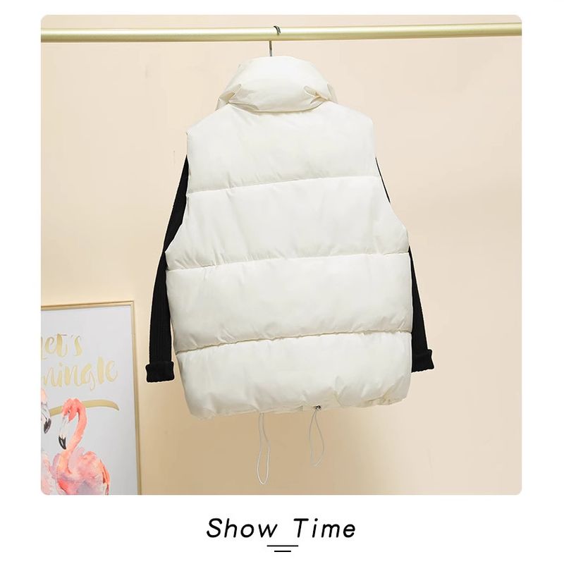 Women's Quilted Puffer Vest Short Sleeveless Jacket - Lightweight Warm Zip-Up Layering Piece For Fall Winter, Casual Chic Office Wear_voghion.com