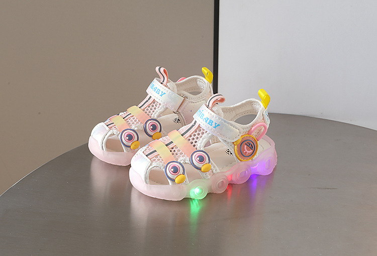 Sandali luminosi per donna 0-1-3 anni 2 ragazzi fascia anti-calcio spiaggia suola morbida scarpe da passeggio per bambini tendenza_voghion.com