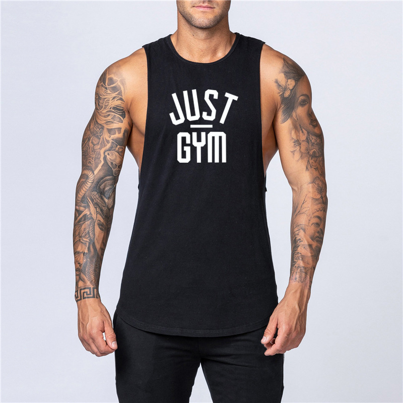 Sommer lose ärmellose weiße Camisole Laufeisen Top Sport Fitness Kleidung Trainingsweste für Männer_voghion.com