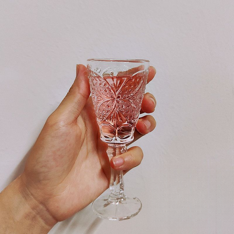 Goblet Ins Cocktail Simple White Red Wine Cup Cold Drink Embossed Liquor Champagne Glass_voghion.com