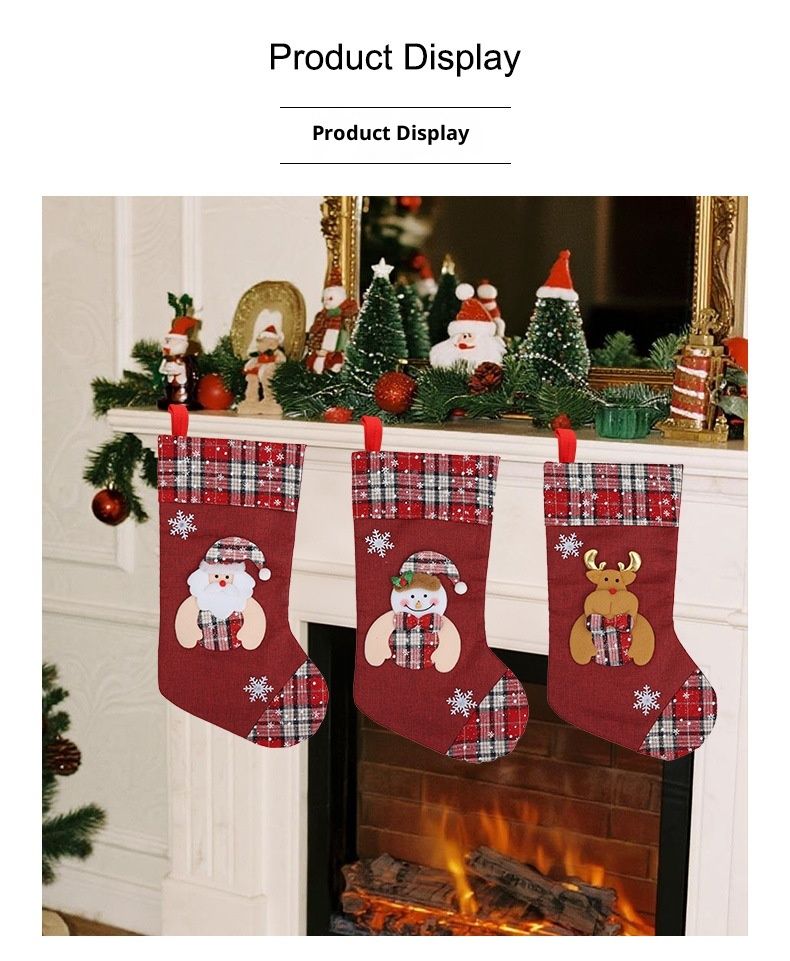 001 Calzini di iuta con cartoni animati, decorazione natalizia, ciondolo, borsa regalo per bambini_voghion.com