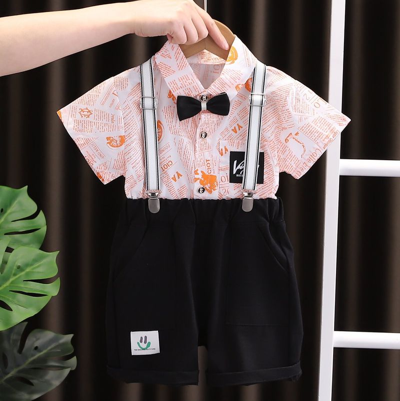Ensemble chemise et short à manches courtes pour garçon, deux pièces, pour bébé de 0 à 4 ans, 2_voghion.com