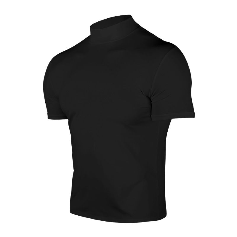 Grenzüberschreitende Herrenbekleidung Spot 2024 Sommer Einfarbig Kurzarm Fashion Bottoming Shirt Enges Rollkragen-T-Shirt für Herren_voghion.com