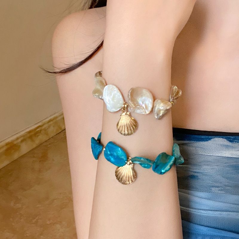 Schelp, zeester, schelp, parelketting, zomerse strandvakantiestijl, sleutelbeenketting, modieus en veelzijdig_voghion.com