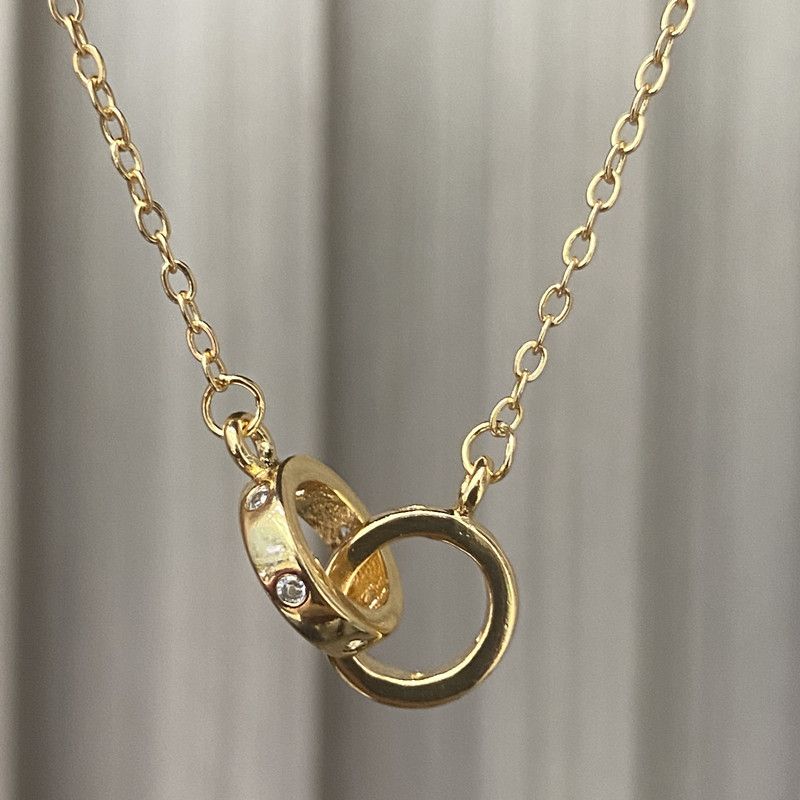 Women's Jewelry Mobius Double Ring Necklace Light Luxury Temperament Fashion All Match Personality Niche Clavicle Chain_voghion.com