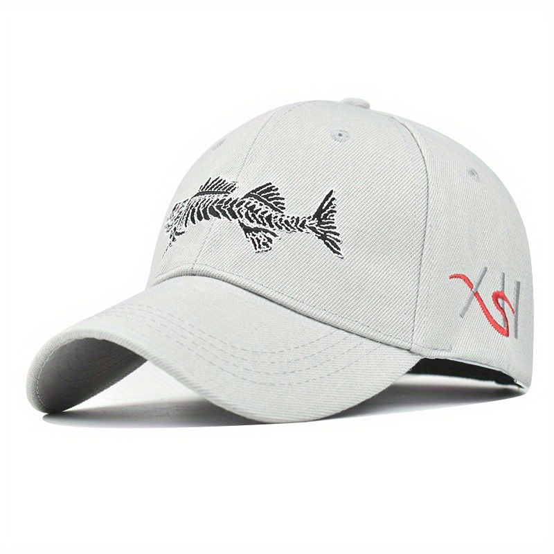 Berretto da baseball con visiera e ricamo a forma di pesce per amanti della pesca all'aperto, per uomini e donne_voghion.com