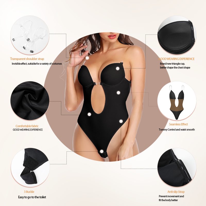 Bodysuits Lingeries Tanga Para Mulheres Sexy Sem Costas Decote Em V Profundo Modelador COMFREE Festa Invisível U Plunge Corset W_voghion.com