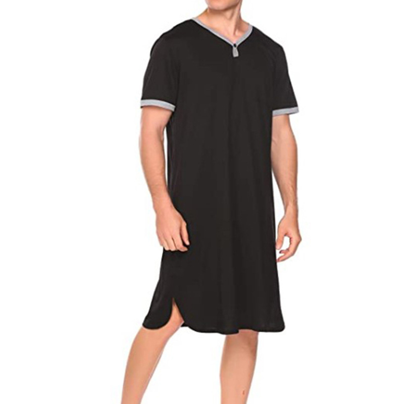 Dünnes und längliches Modal-Nachthemd, lockerer, hautfreundlicher Pyjama mit kurzen Ärmeln, Herren-T-Shirts, Heimkleidung_voghion.com