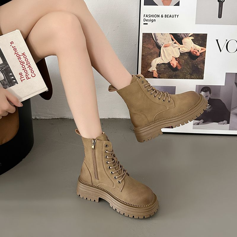 Brit stílusú női vintage overall boka platform Martin csizma_voghion.com