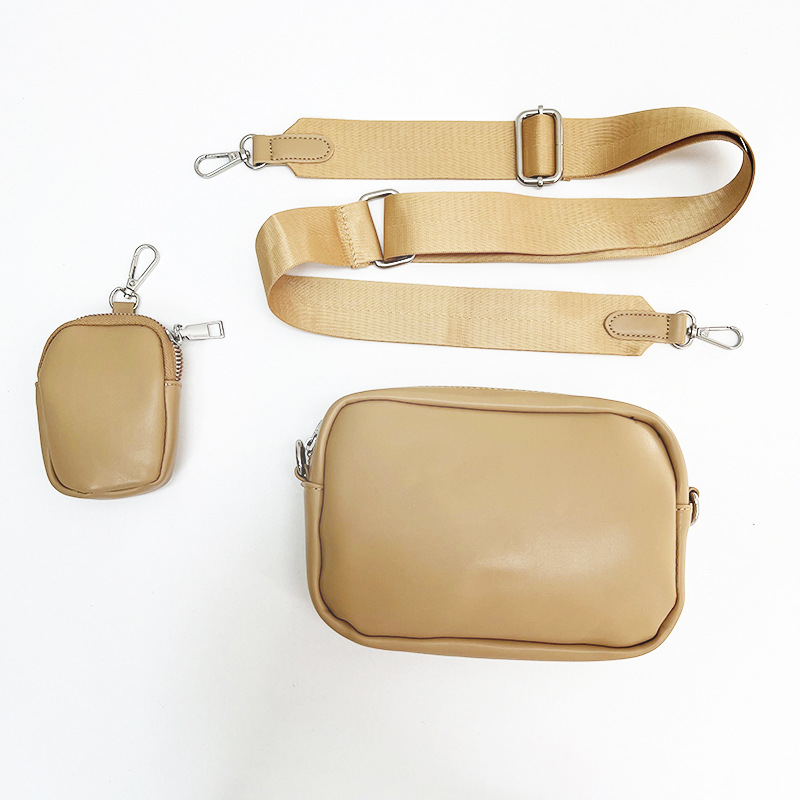 Super Hot Three In One Bag Wide Belt Daily Wear Shoulder Crossbody Bag Small Square Bag Sub Mother Wide Belt Coin_voghion.com