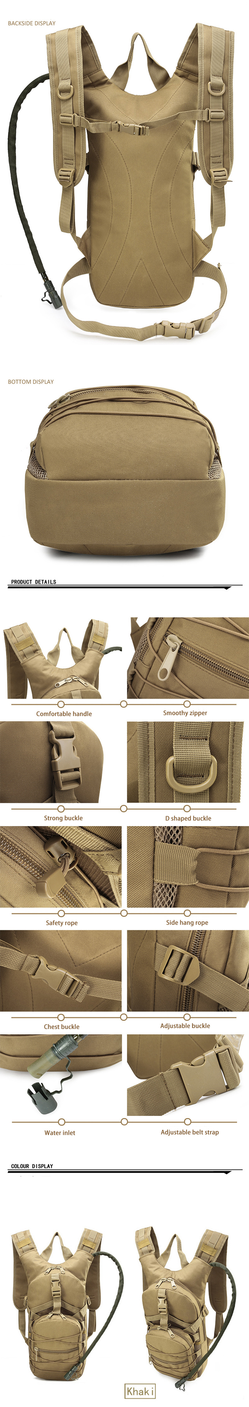 Lightweight Tactical Backpack Water Bag Camel Survival Backpack Hiking Hydration Military Pouch Rucksack Camping Bicycle_voghion.com