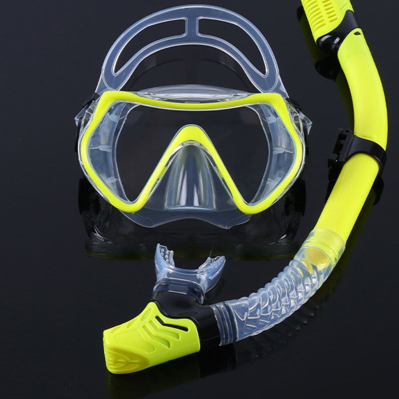 Set da snorkeling per adulti, attrezzatura per nuoto in apnea, occhialini in silicone con montatura grande e vetro temperato_voghion.com