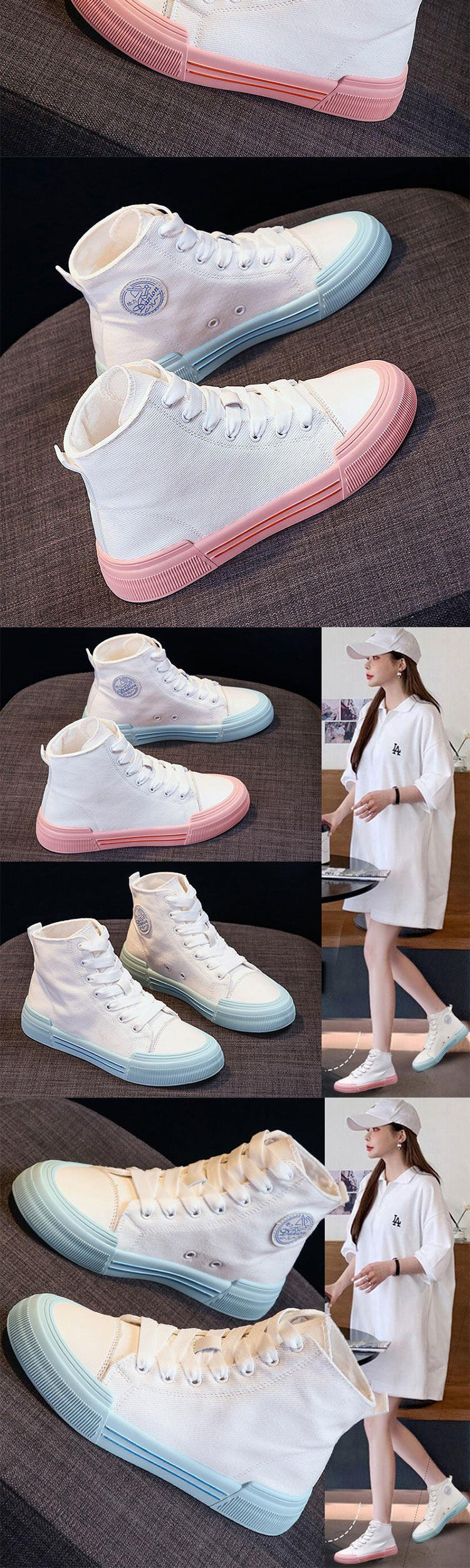 High-top canvas shoes women's 2023 new single shoes female students Korean version breathable low-top casual shoes women's all-match sneakers women_voghion.com
