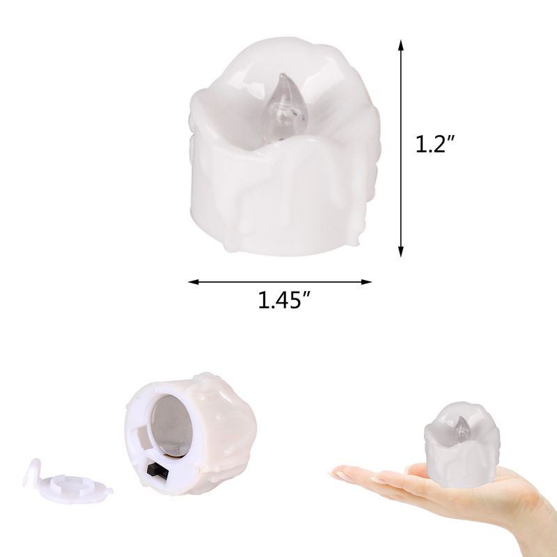 Bougies LED télécommandées – Effet scintillant et goutte d'eau pour anniversaires, mariages, Halloween et Noël (blanc chaud/froid/jaune, lot de 6)_voghion.com