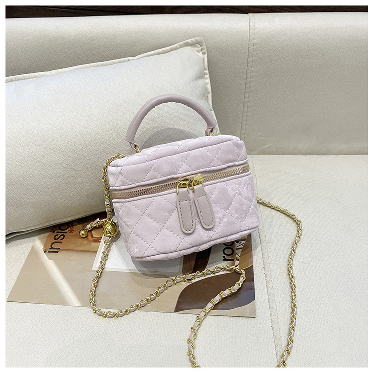 2024 Nuovo Mini portatile da donna a spalla singola Crossbody Rossetto PU Versatile Lingge Piccola borsa a catena profumata_voghion.com