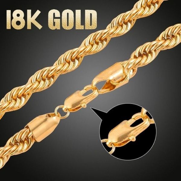 Yunjin Heren 4mm Ketting Armband Eenvoudige Hiphop Vergulde Gedraaide Touwketting_voghion.com