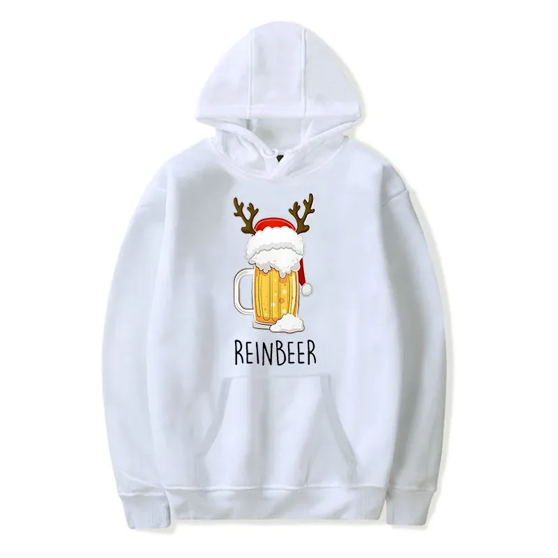 Mulheres Homens Combinando Natal Hoodies Winedeer Reinbeer Impressão Engraçado Padrão de Cerveja Casacos Soltos Moda Casal Natal_voghion.com