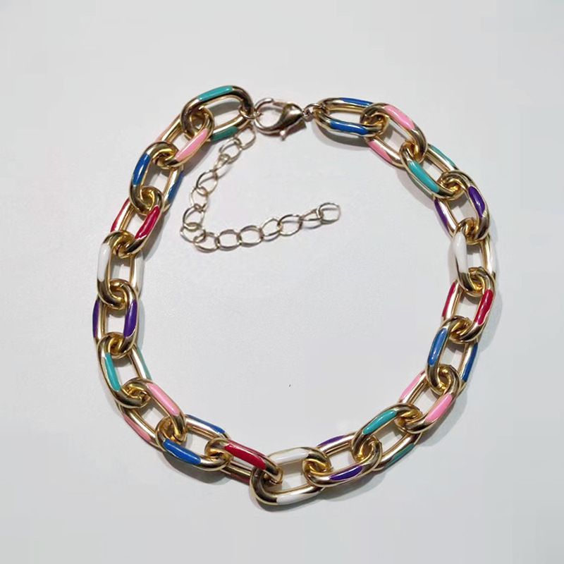 Bracciale cubano colorato in acciaio al titanio con goccia d'olio per donna, design unico, leggero, di alta qualità, gioiello per coppia_voghion.com