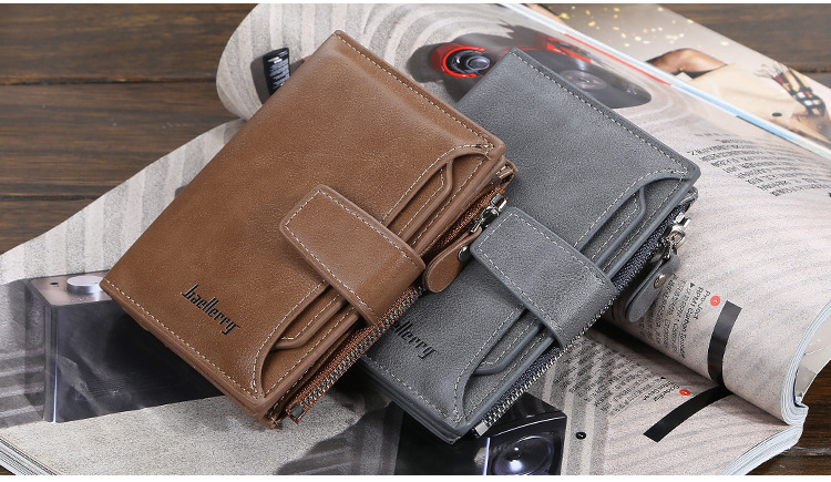 Baellerry Wallet Ανδρικό απλό κοντό πορτοφόλι Υψηλής ποιότητας κάθετη τσάντα ταυτότητας πολλαπλών καρτών Πορτοφόλι με φερμουάρ για κέρματα_voghion.com